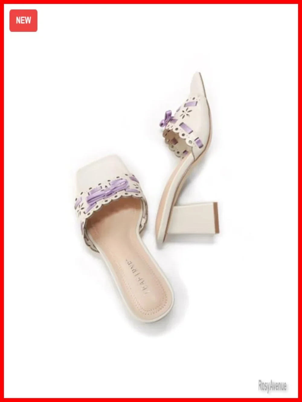 Women's Square Toe Chunky Heel Mule Sandals Bow Adorned Open Toe Heeled Sandals